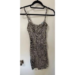 Vintage silk blend leopard print dress Marciano XS lace up corset stitch details
